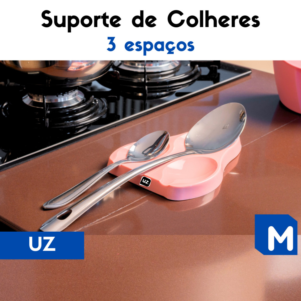 Suporte Apoio para Colher na Cozinha Rosa UZ 3 Lugares em Oferta na Shopee