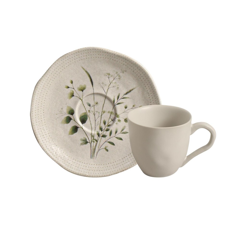 Conjunto com 6 Xícaras de Café com Pires Orgânico Ammi 120ml em Oferta na Shopee