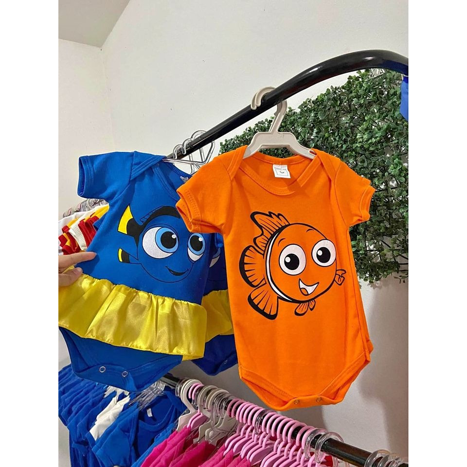 Kit Body Bebê Gêmeos Nemo E Dory  Mesversário Fundo Do Mar