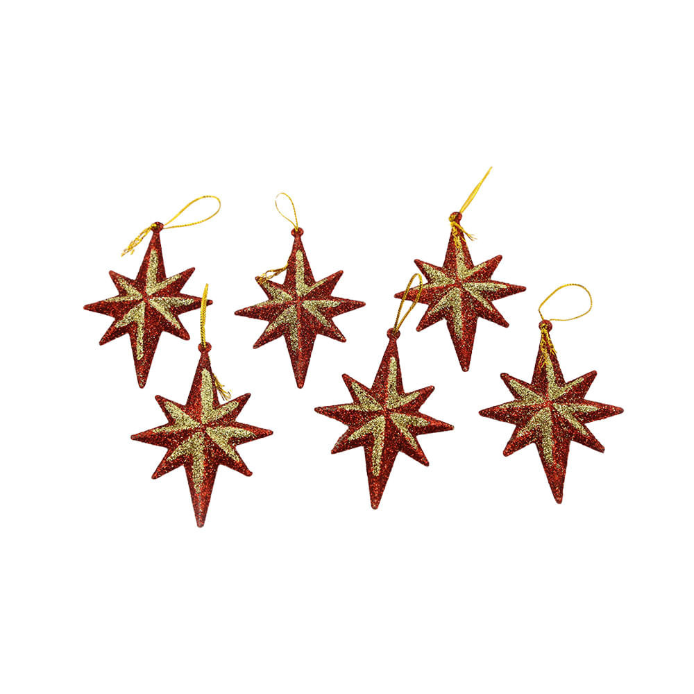 Enfeite Estrela Le com 6 Unidades 8cm - Home & Living