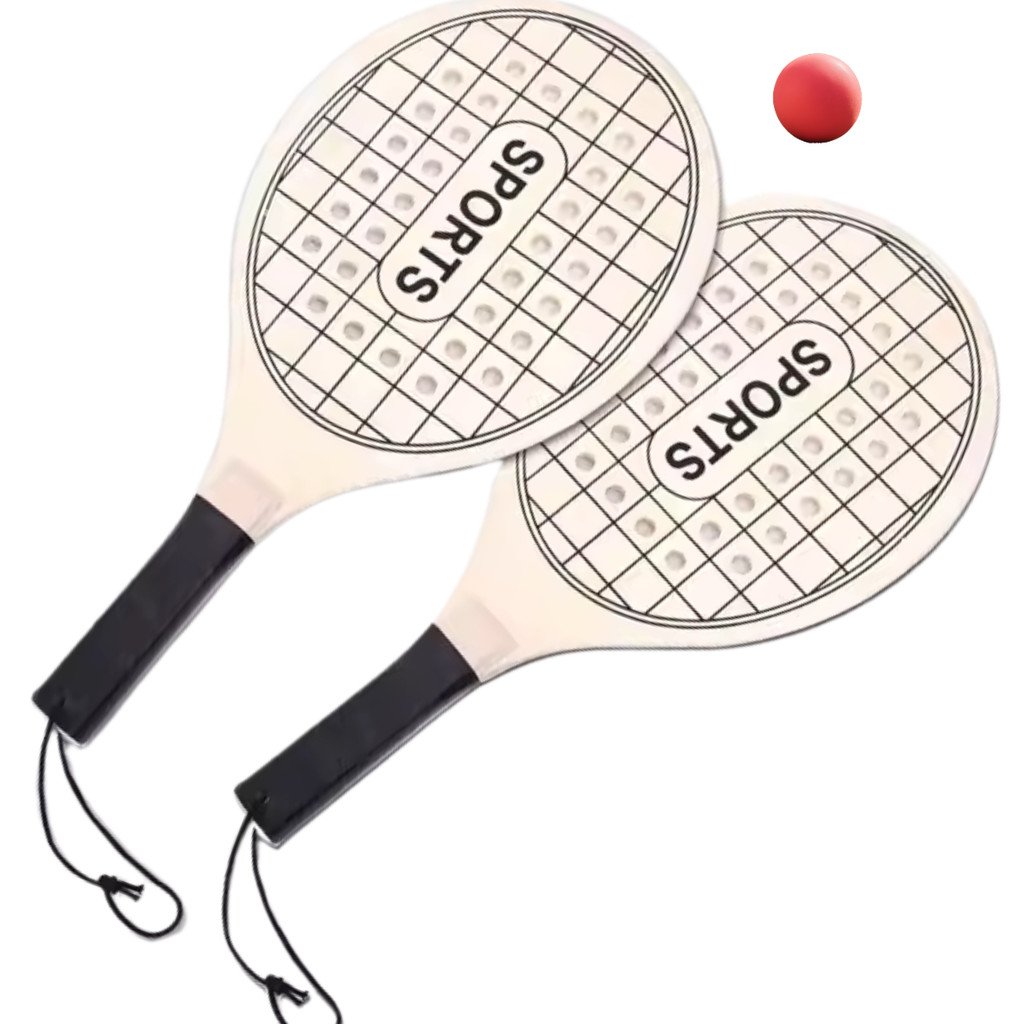 Kit Raquetes 2 De Madeira Para Frescobol + Bolinha de Borracha Esporte Diversão