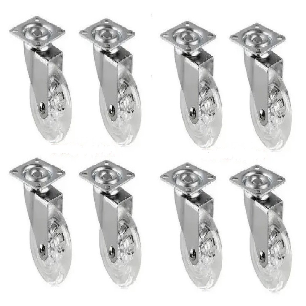 8 Unidades Rodinhas 50mm Rodízios Rodas Giratórias Sem Trava Para Móveis ou Carrinhos Gel Silicone