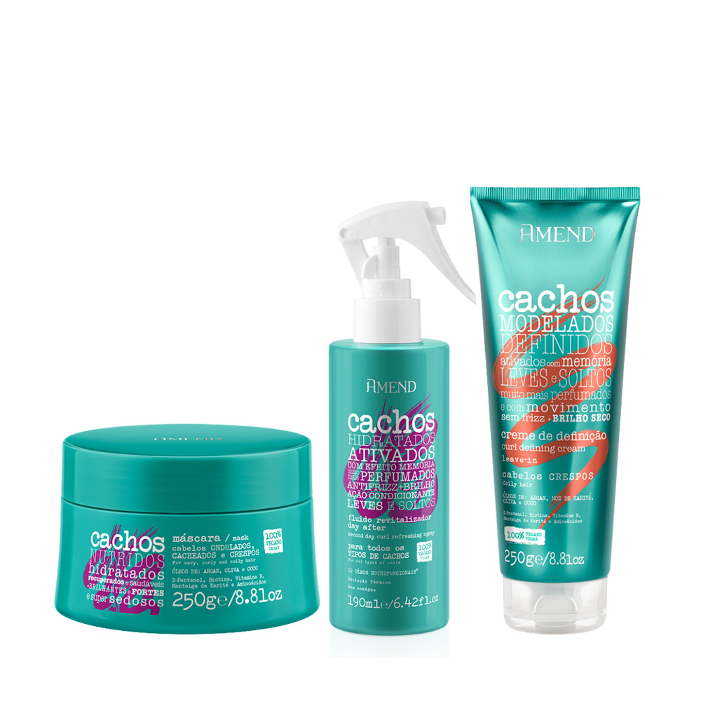 Amend Cachos Mascara 250ml + Leave-in Crespo 250ml + Fluído Day After 190ml