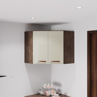 Armário Aéreo Modulado De Canto Fidelitá Lisboa 75cm 2 Portas Noce/Off-White em Oferta na Shopee