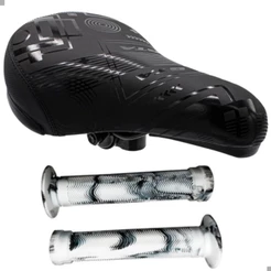 Banco Selim Gta Bmx Bicicleta Bike Macio Preto Confortável + Manopla Gios Bmx Freeride DH Punho Giosbr 150mm (CORES)