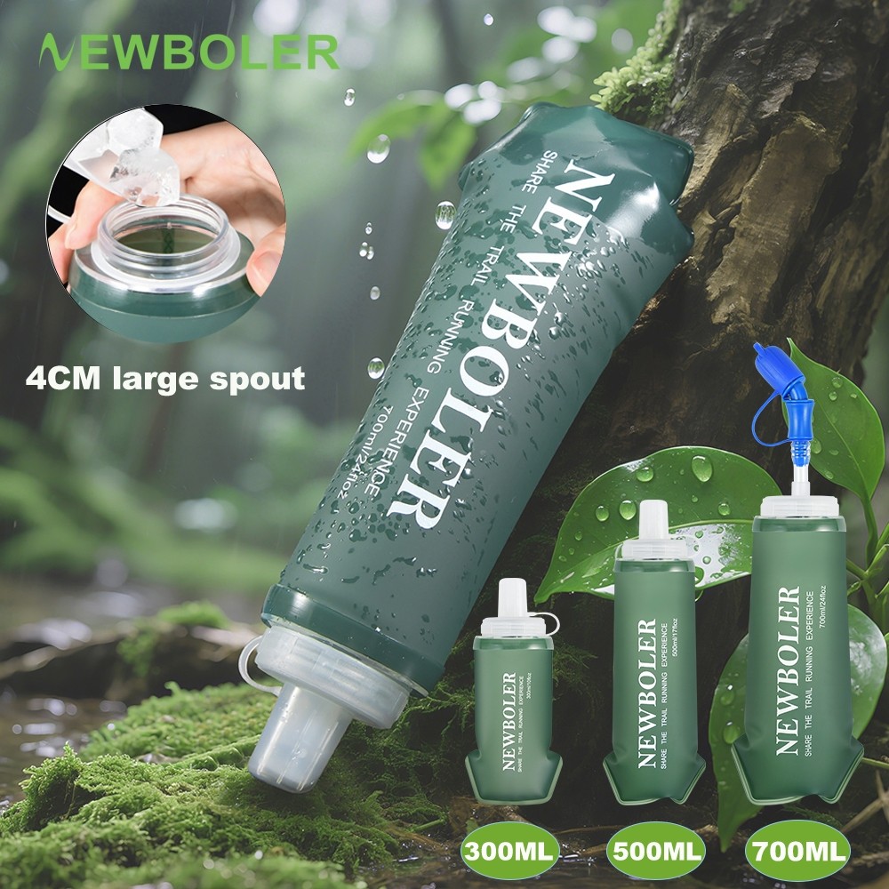 NEWBOLER 300ml 500ml 700ml Frasco Macio Bico Grande TPU Silicone Garrafa De Água Dobrável Para Esportes Ao Ar Livre Viaj em Oferta na Shopee