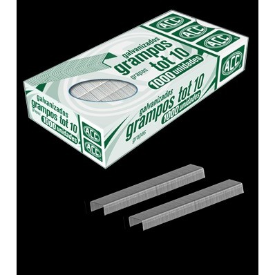 GRAMPO PARA GRAMPEADOR PEQUENO DE BOLSO TOT 10 C/1000 GALVANIZADO ACC