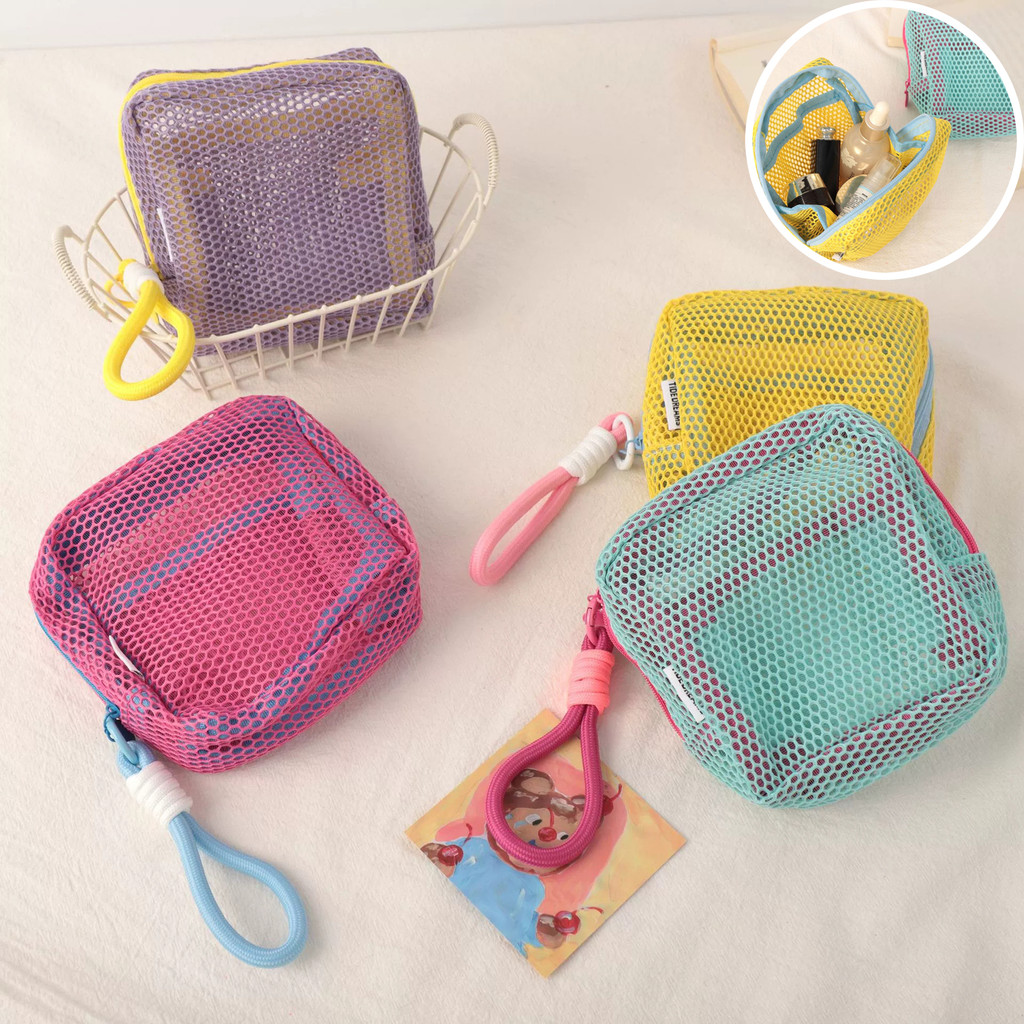 Saco Cosmético De Malha Quadrada Portátil Batom De Armazenamento De Cosméticos Com Zíper Multiuso em Oferta na Shopee