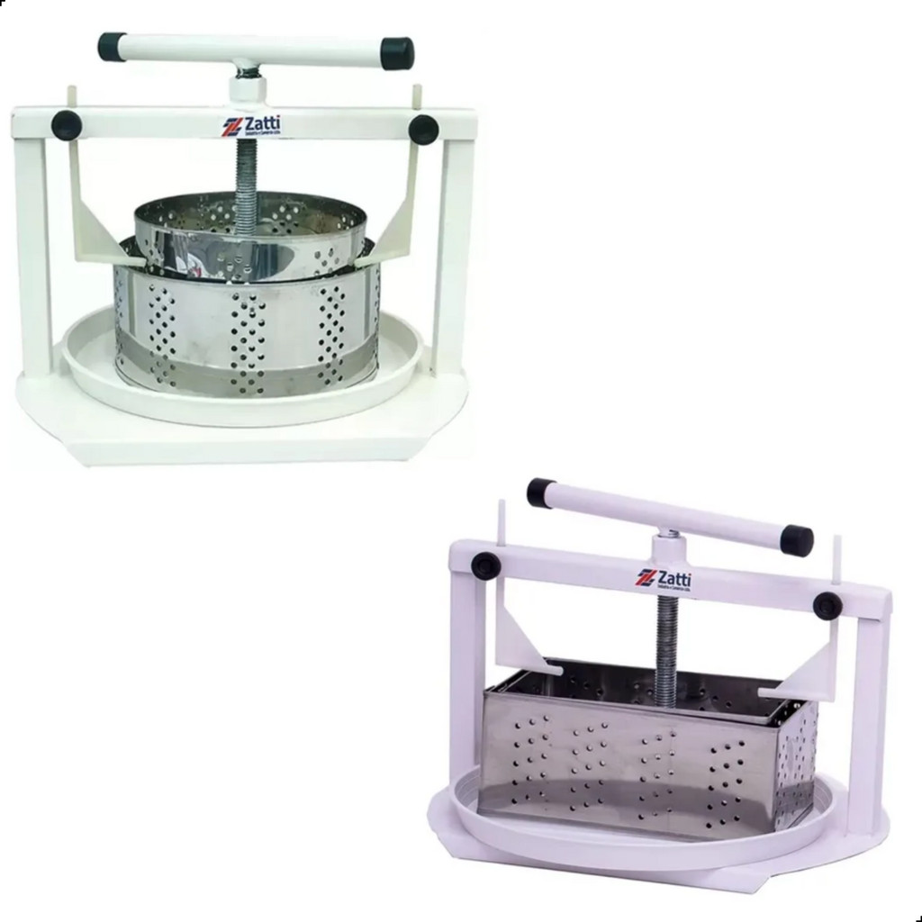 Prensa de Queijo Retangular/Redonda Formas 500G E 1KG Inox Coalho Caseiro Perfeito