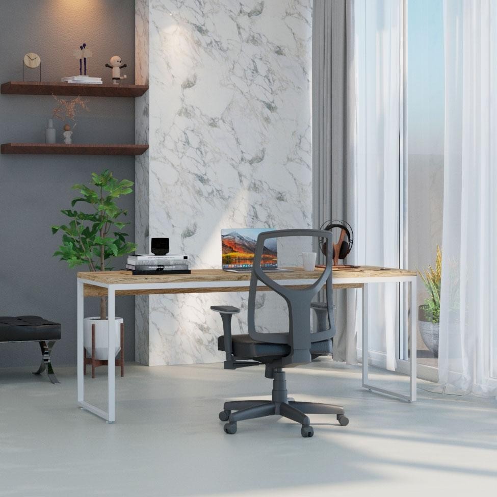 Escrivaninha Studio Carvalho e Branca 180 cm - Home & Living