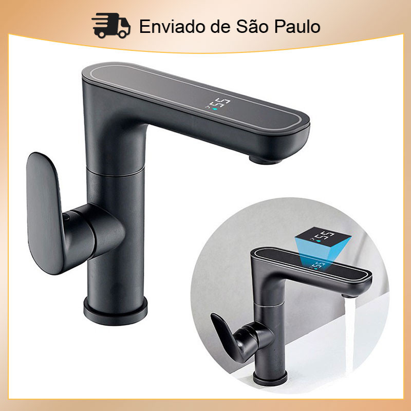 Torneira De Banheiro Com Display LED Temperatura Misturador De Água quente e f