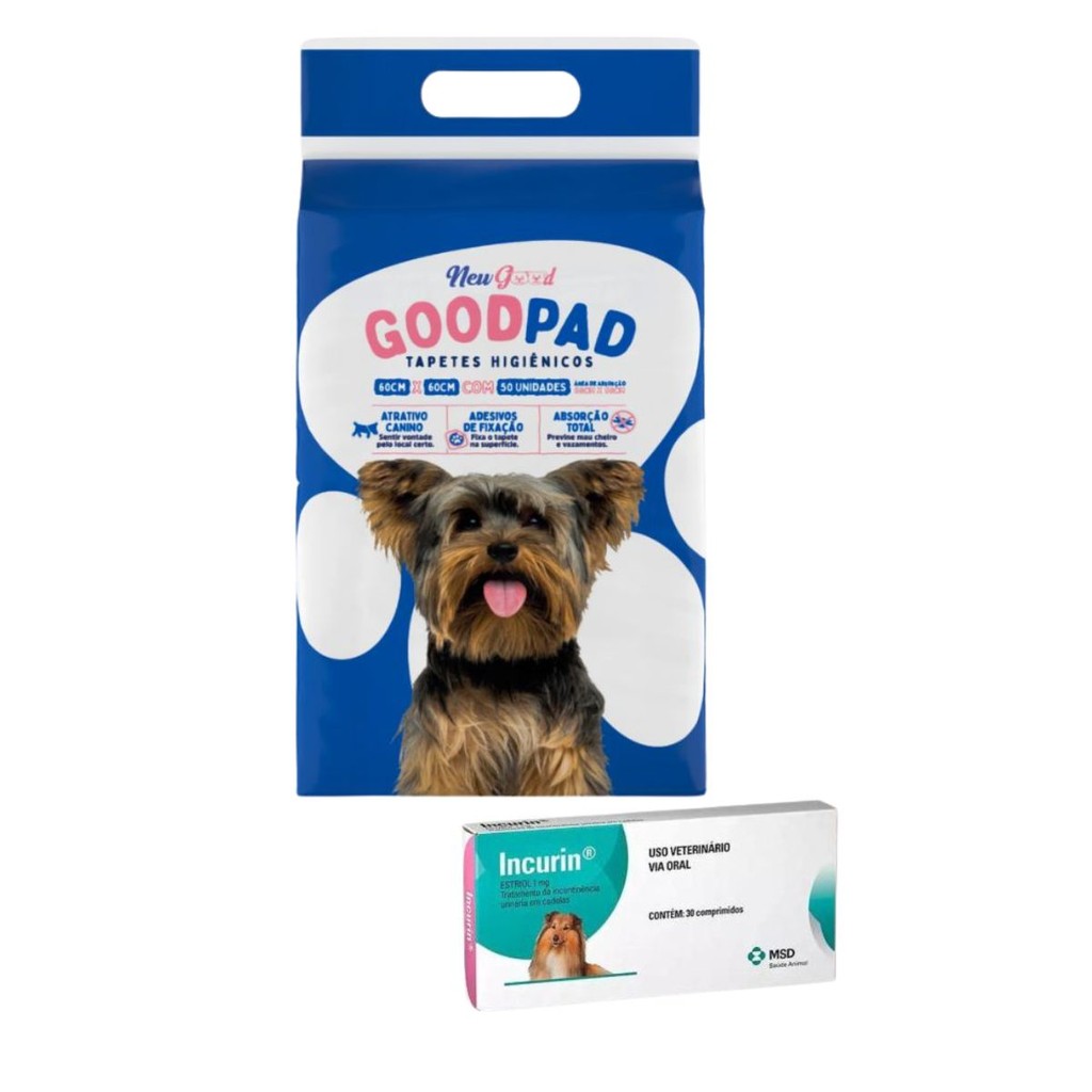 Combo Tapete Good Pad 60x60x50 e Incurin 1mg 30 comprimidos em Oferta na Shopee