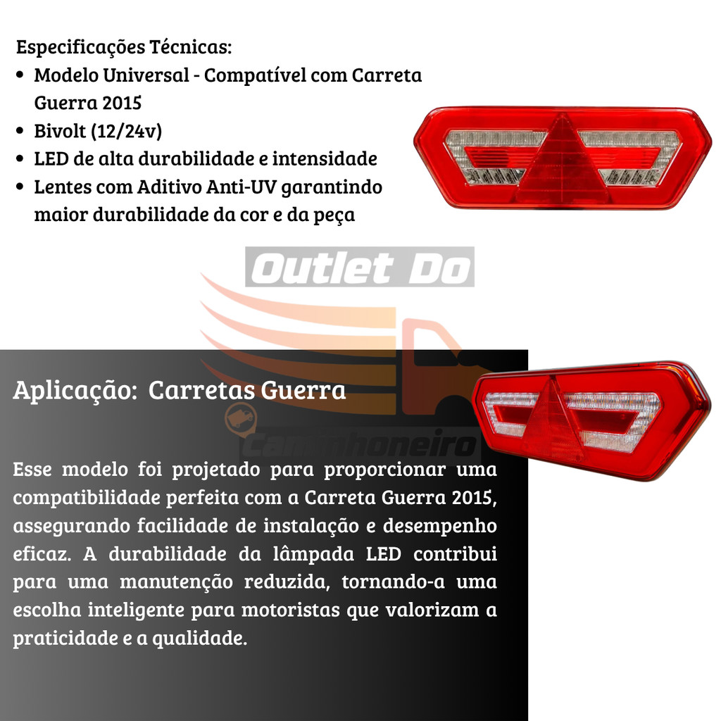 Lanterna Traseira Led Carreta Guerra 2015 Lado direito — foto 2