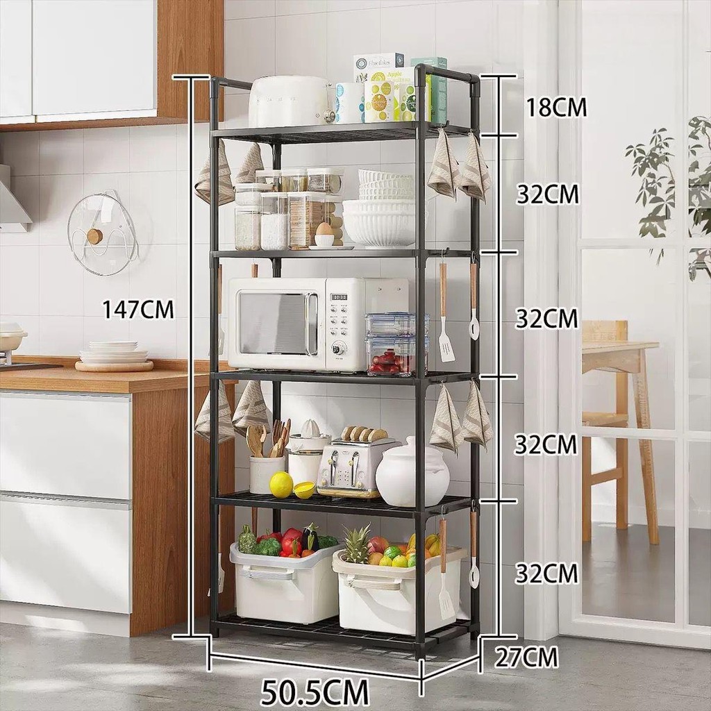 Estante Multiuso Em Metal Prateleira Armazenamento Organizador De Banheiro Cozinha 5 Andar em Oferta na Shopee