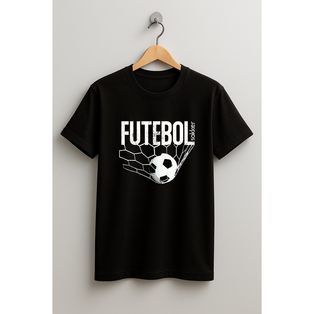 Camiseta Algodão Juvenil e Infantil Unissex Futebol Bola na Rede Menino Menina envio rapido
