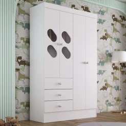 Guarda Roupa Infantil 4 Portas com Janela 2 Gavetas Maya Rodial