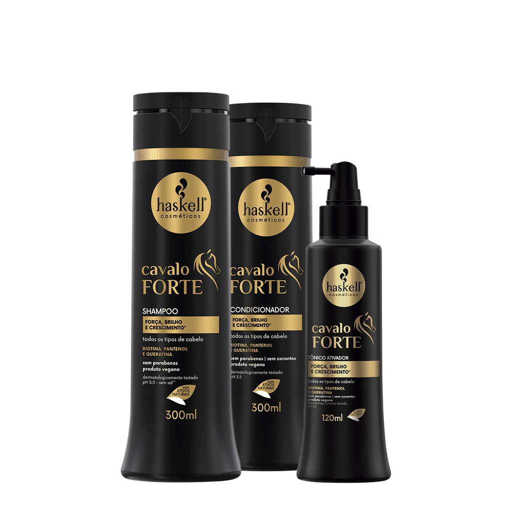 Kit Haskell Cavalo Forte Shampoo Condicionador e Tônico (3 produtos) em Oferta na Shopee