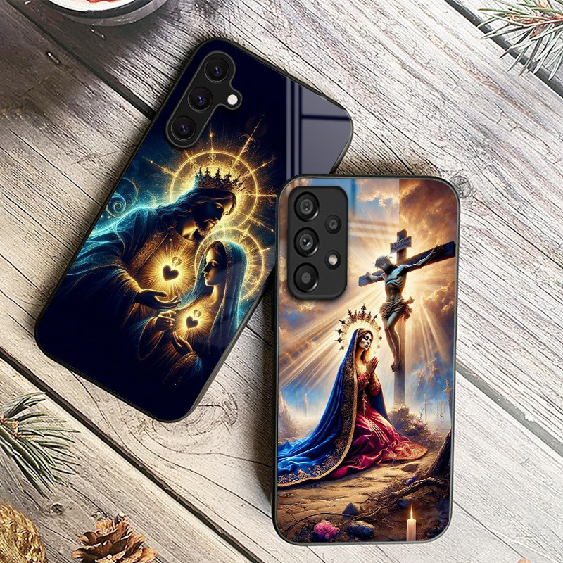 Virgem Maria E Jesus 02 Capa De Telefone De Vidro Para Samsung Galaxy A14 A16 A30 A22 A32 A33 A34 A40 A42 A55 4G A52 A53