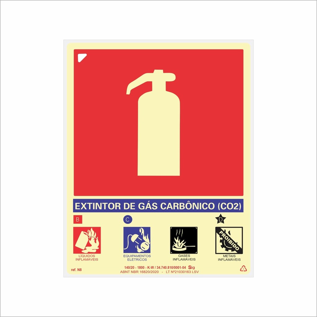 Placa de Sinalização Extintor de Co2