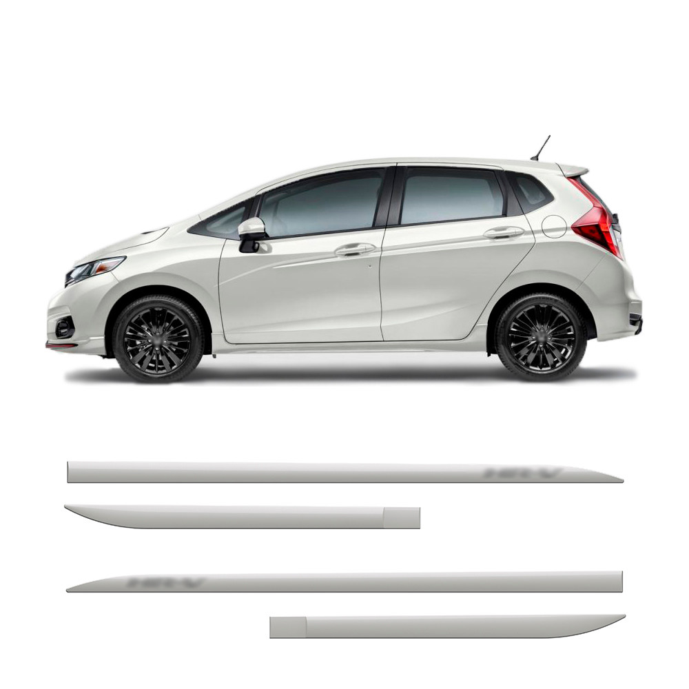 Friso Lateral Honda Fit 2006 a 2021 Flash Cotrim Protetor Portas Branco Estelar Slim 4 peças