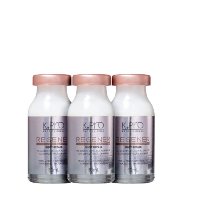 Kit K.Pro Profissional Regenér Shot Repair - Ampola de Tratamento 10ml (3 unidades) em Oferta na Shopee