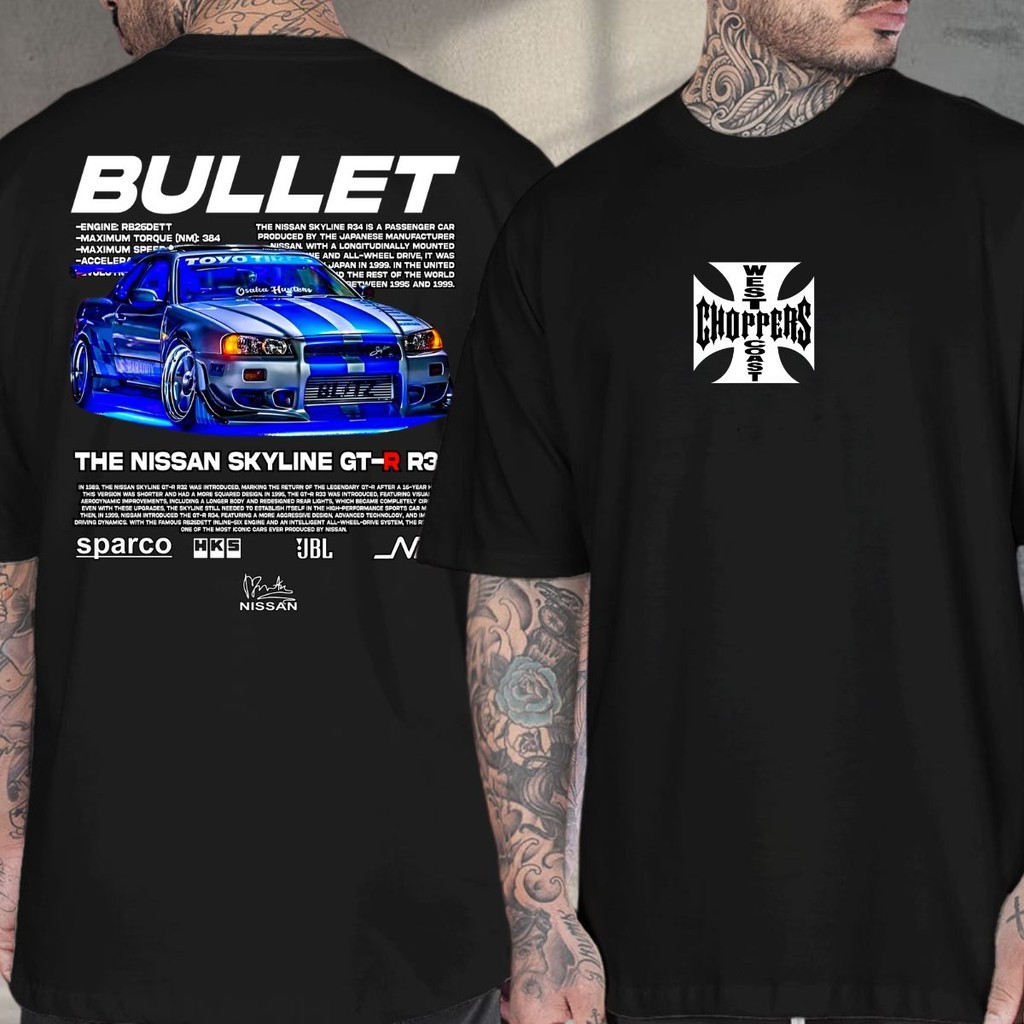 Camiseta Gtr R34 Carro Brian O'Conner Bullet Choppers Paul Walker Skyline Velozes Toretto Furiosos Jdm em Oferta na Shopee