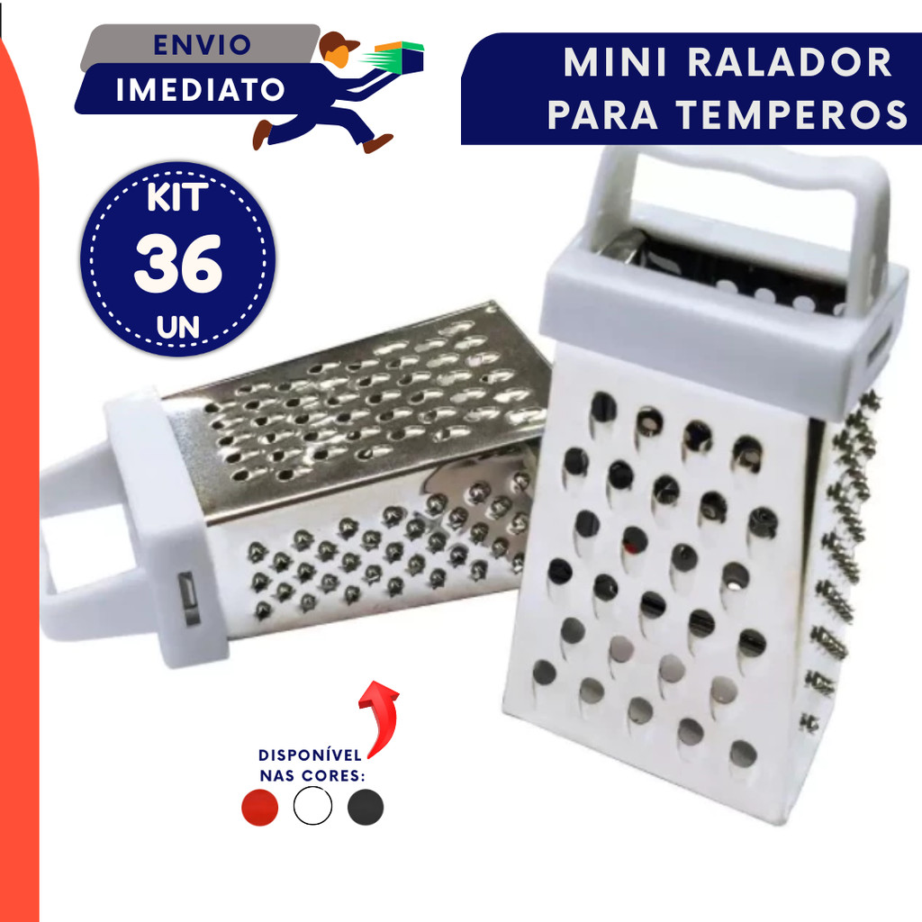 Mini Ralador Inox 4 Faces Multifuncional Para Alho Queijo Legumes 12 24 36 Unidades