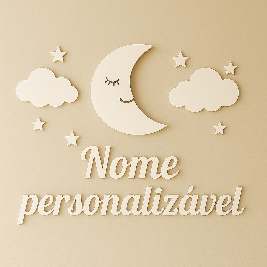 Kit Luminaria Led Lua Infantil De Parede Com Nome Personalizavel Brinde Decorativo Quarto