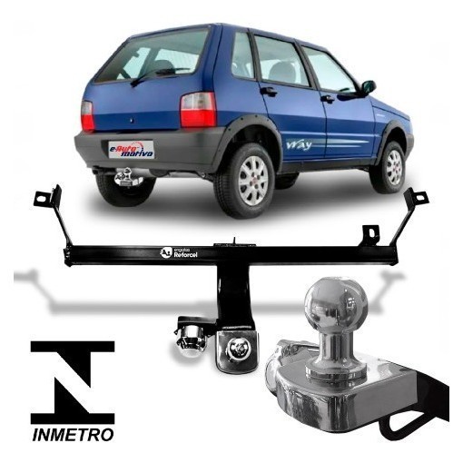Engate Reboque Fiat Uno 1991 A 2003 Reforcel 500kg Protetor