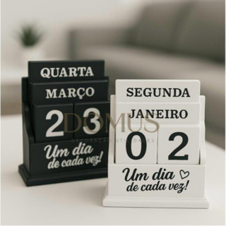 Calendário Preto Branco Decorativo de Madeira Multiuso de Mesa Escritório Sala em Oferta na Shopee