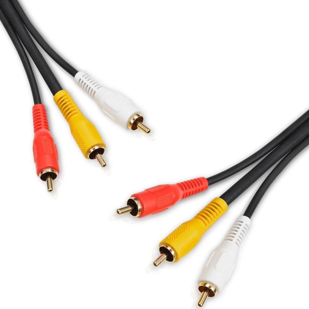 Cabo Coaxial de Áudio e Vídeo RCA 3x3 Macho - 1,5 Metros - Ideal para TV, Projetor, Vídeo Cassete, DVD, Home Theater