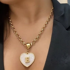 TB Acessórios Moda Colar Feminino Ouro 18k com Letra A-Z - Pingente Inicial para Presente de Dia dos