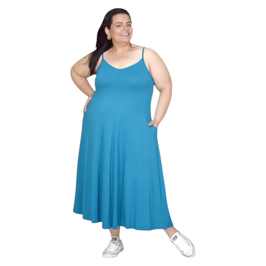 Vestido Plus Size Regata Soltinho Trapézio Moda Verão Tamanho Grande
