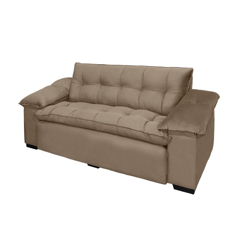 Sofá 3 Lugares Milão Lucca Veludo Capuccino Macio Durável Elegante para Sala de Estar