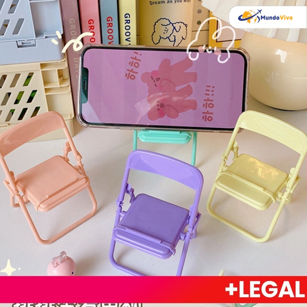 Conjunto de suporte dobrável para celular, Design multifuncional em forma de cadeira, enfeites de decoração de mesa