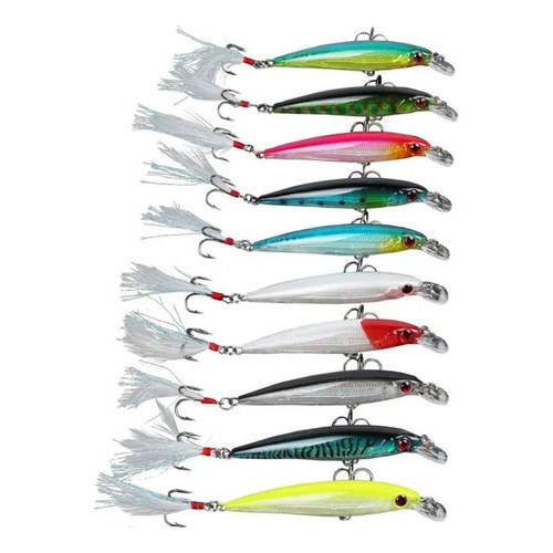 Kit Com 10 Isca Artificial P/ Pesca Tucunaré Dourado Robalo
