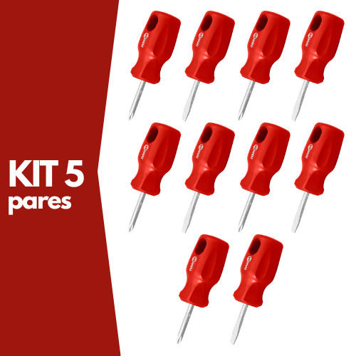 kit 5 Jogos de Chaves Phillips e Fenda TOCO 3/16" x 1.1/2" Curta com Ponta Magnética - Nove54 em Oferta na Shopee
