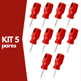 kit 5 Jogos de Chaves Phillips e Fenda TOCO 3/16" x 1.1/2" Curta com Ponta Magnética - Nove54 em Oferta na Shopee