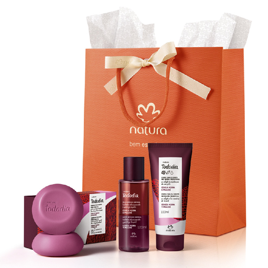 Kit Presente Natura Tododia Cereja Negra e Praliné (3 produtos)