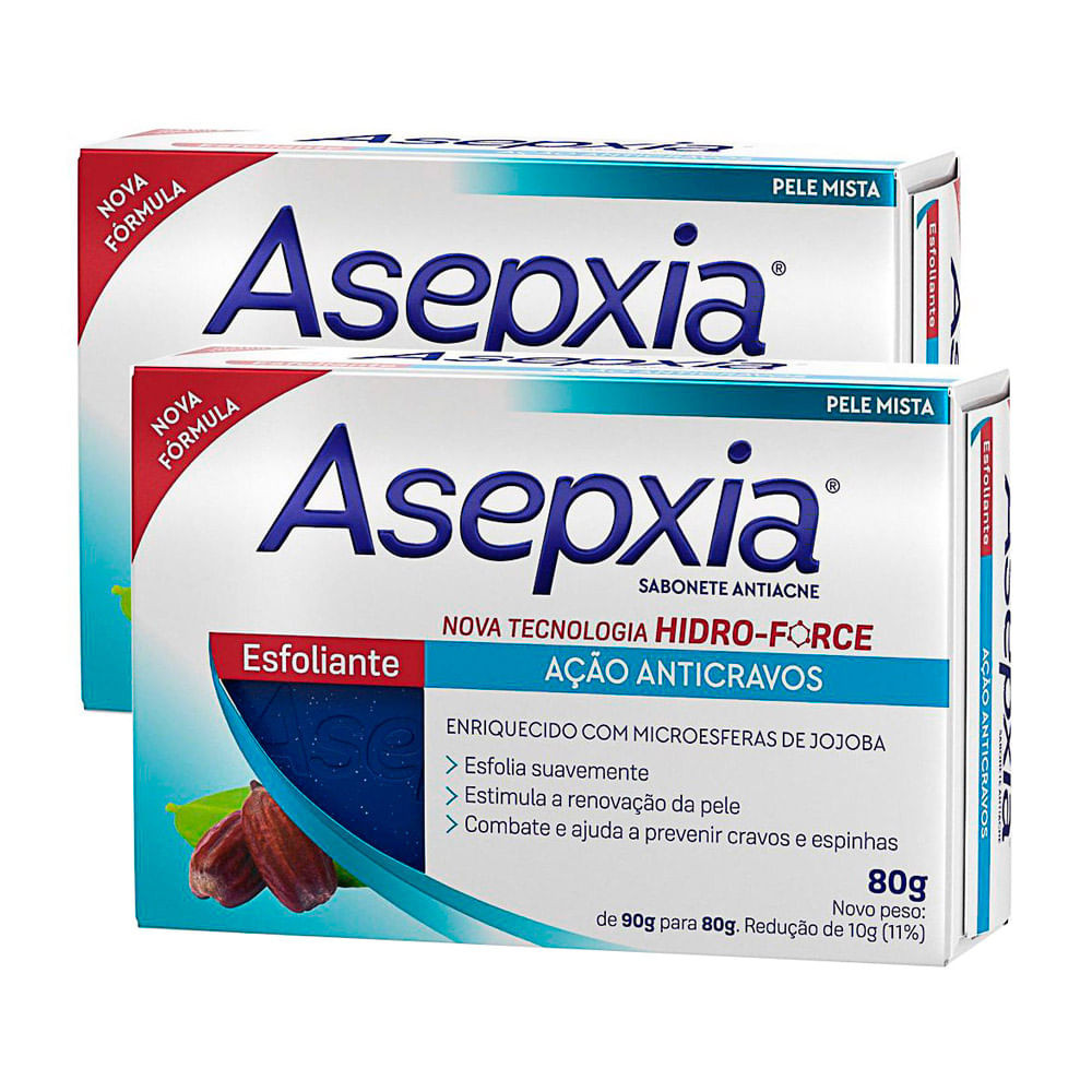 Sabonete Asepxia Esfoliante Ação Anticravos 80g | Kit com duas unidades - Beauty