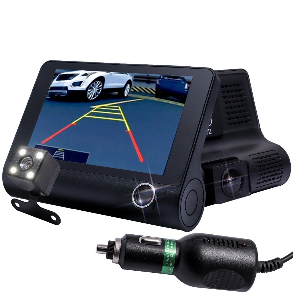 Câmera De Ré DVR Automotivo Display LCD 4" 1080p Gravações Frontal Traseira 32GB Visão Noturna