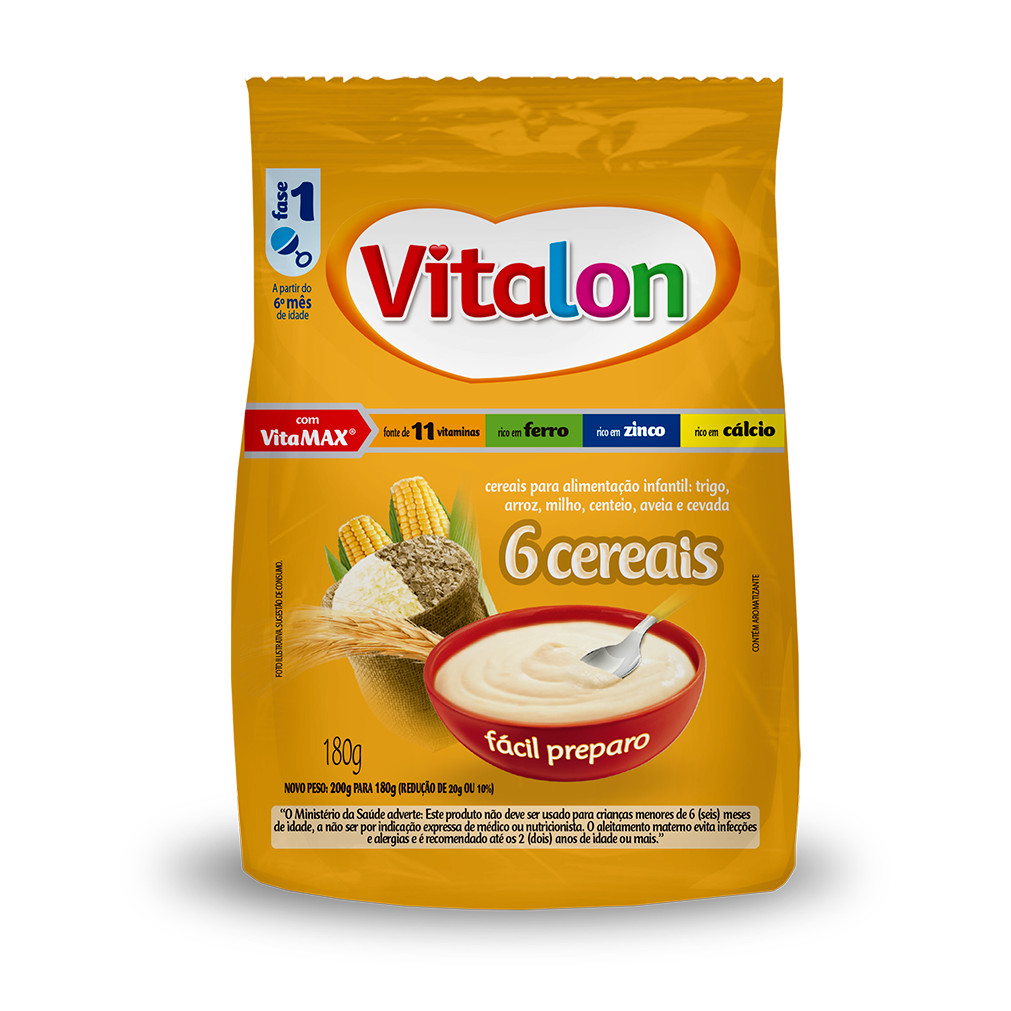 Mingau de 6 Cereais Vitalon - Sachê 180g em Oferta na Shopee