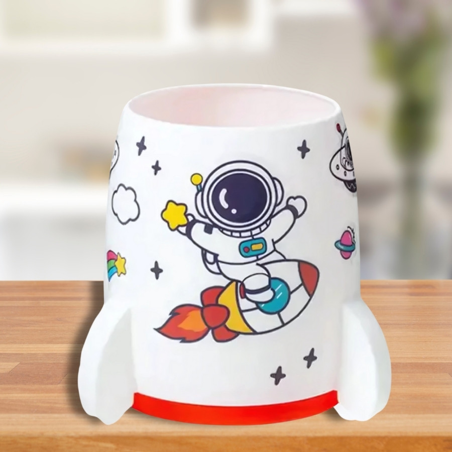 Porta Lápis De Plástico Foguete - Branco - 8x10cm - 1 unidade - Rizzo