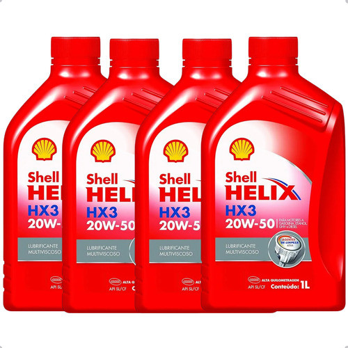 Kit 4 Shell 20w-50 Óleo Motor Sl Helix Hx3 Mineral