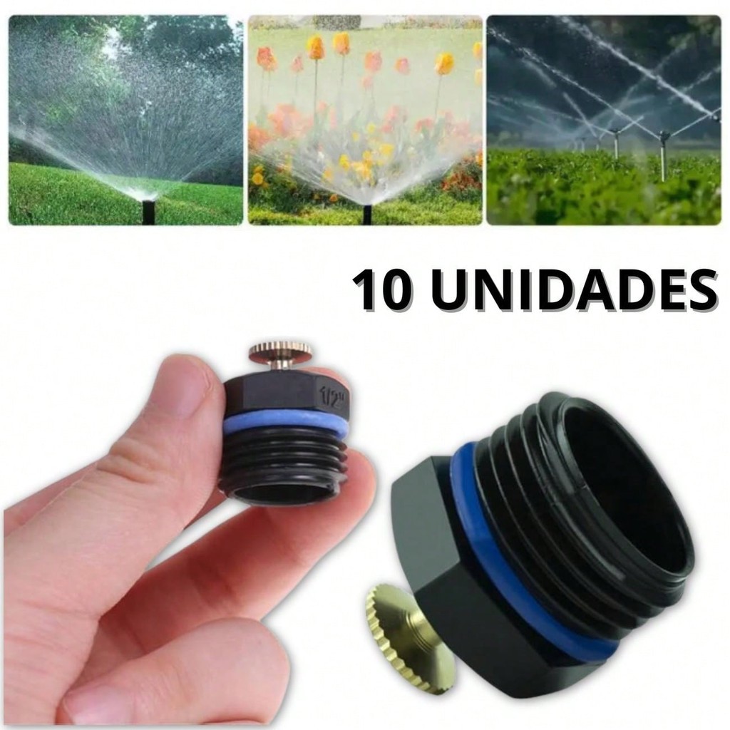 Kit 10 Aspersores Ajustáveis em Cobre 1/2" para Irrigação Eficiente
