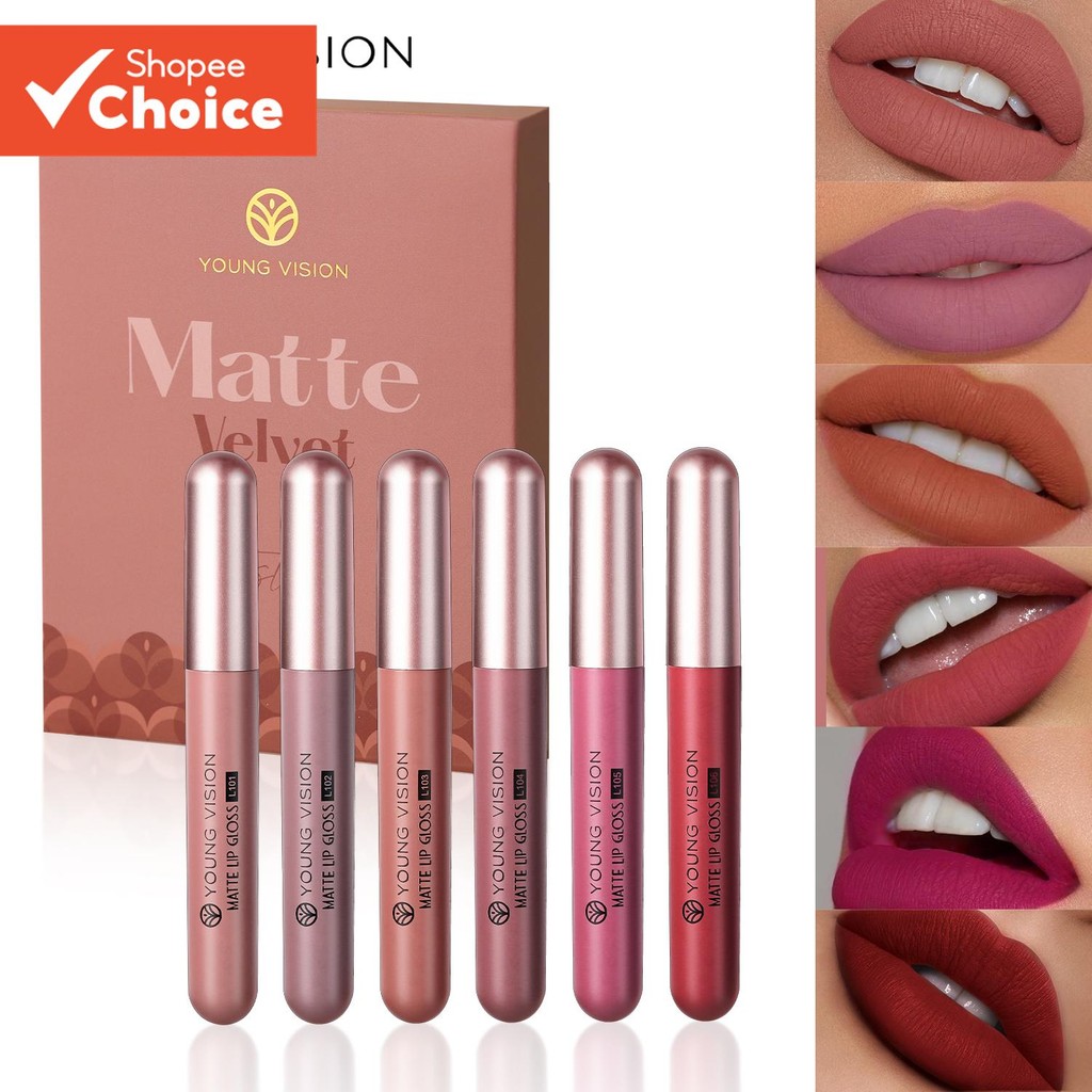 6 Conjunto de batom fosco Brilho labial fosco Veludo Brilho labial fosco à prova d'água Nã...