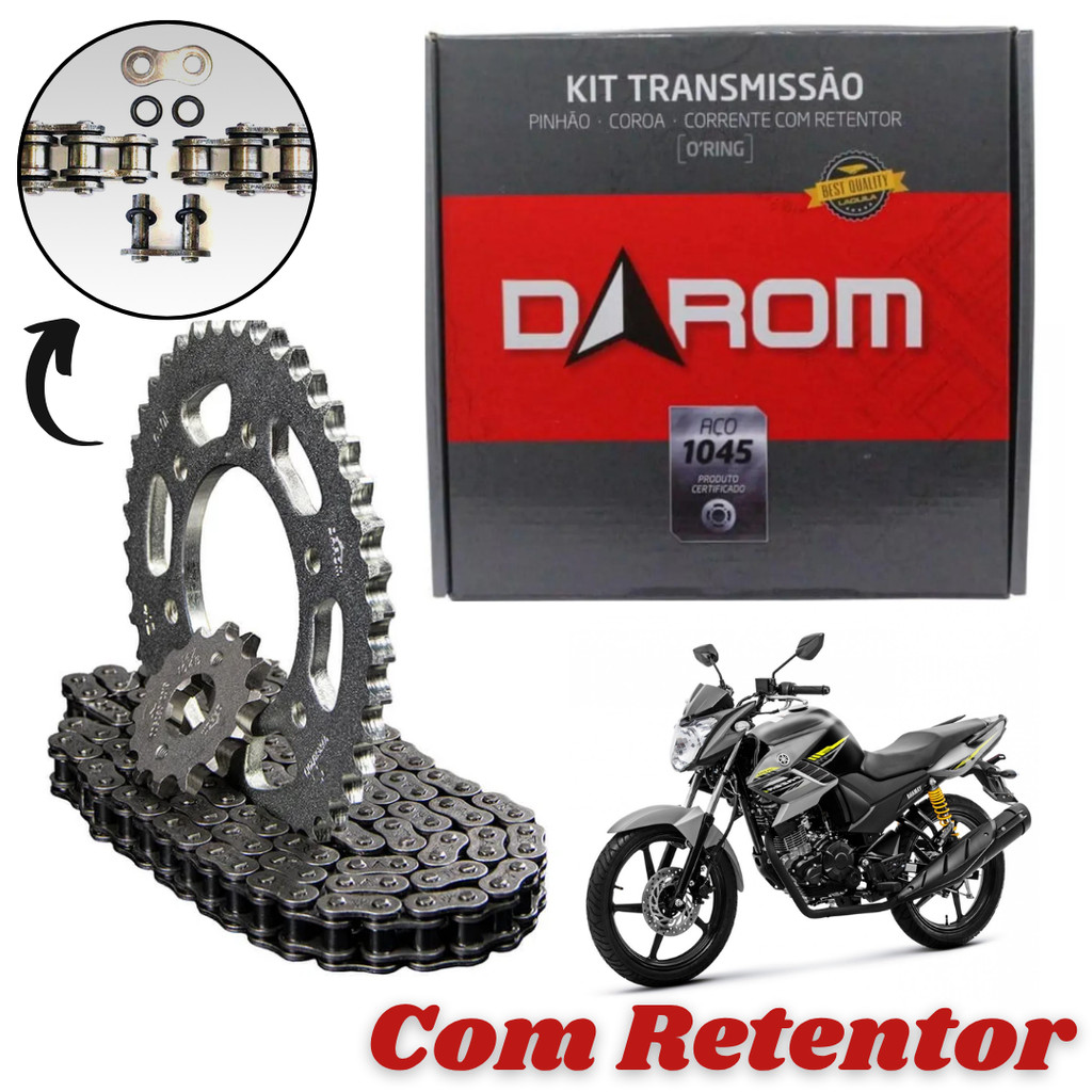 Kit Relação Transmissão Fazer 150 Factor 150 Corrente com Retentor DAROM em Oferta na Shopee