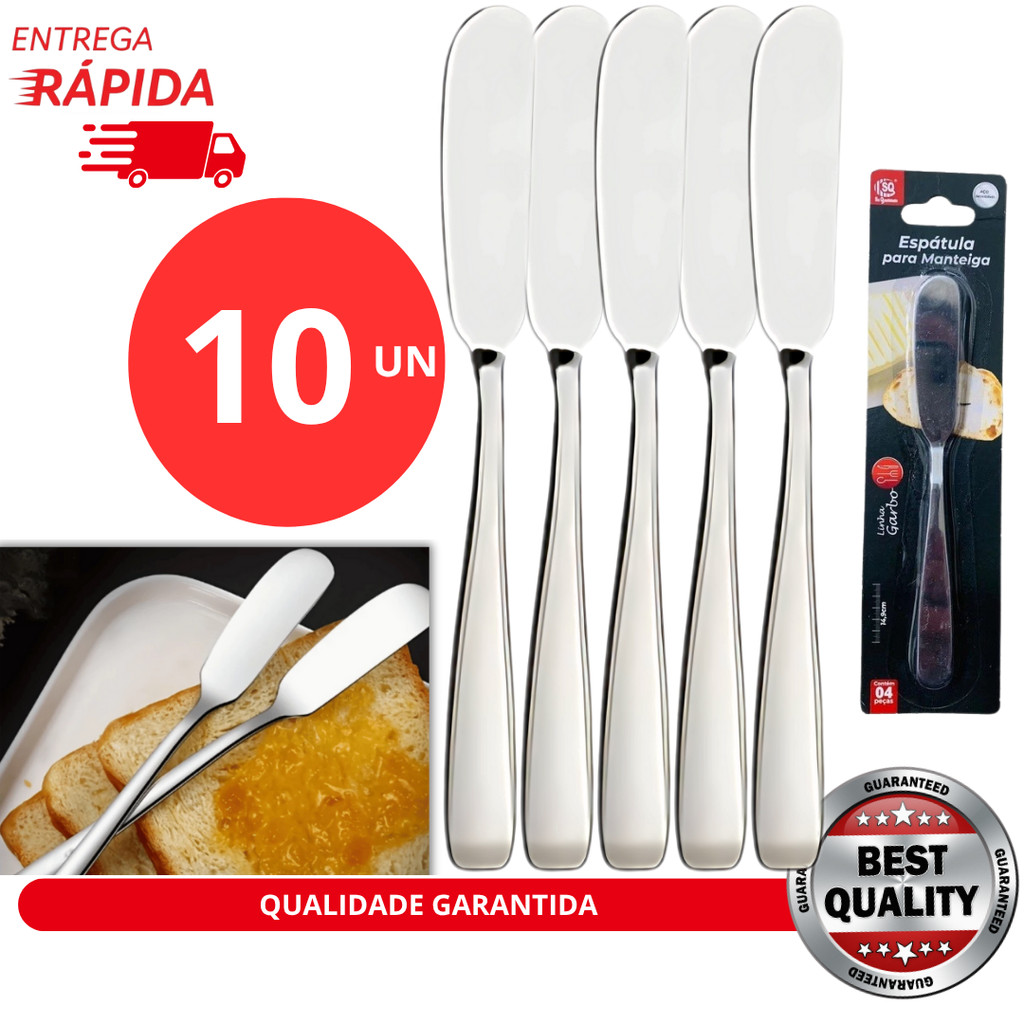 Kit 10/5/3 un Espátulas de Aço Inox para Manteiga e Geleia Duráveis e Elegantes para Uso Diário