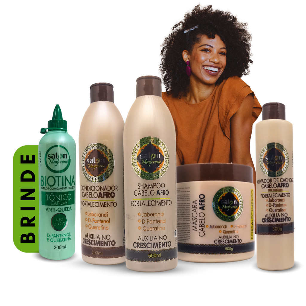 Kit Cabelos Cacheados Afro Transição Shamp + Cond + Másc + Ativador de Cachos + 1 Produto Salon Maycrene