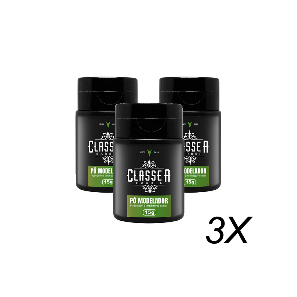 KIT POMADA MODELADORA EM PO EFEITO SECO MATTE NATURAL 15G - CLASSE A -  3UN